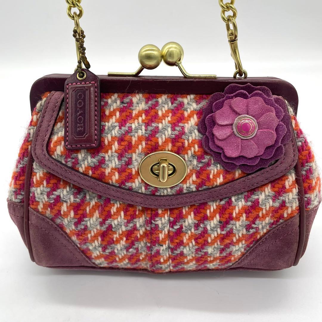 バッグ Coach handbag with clasp turnlock tweed