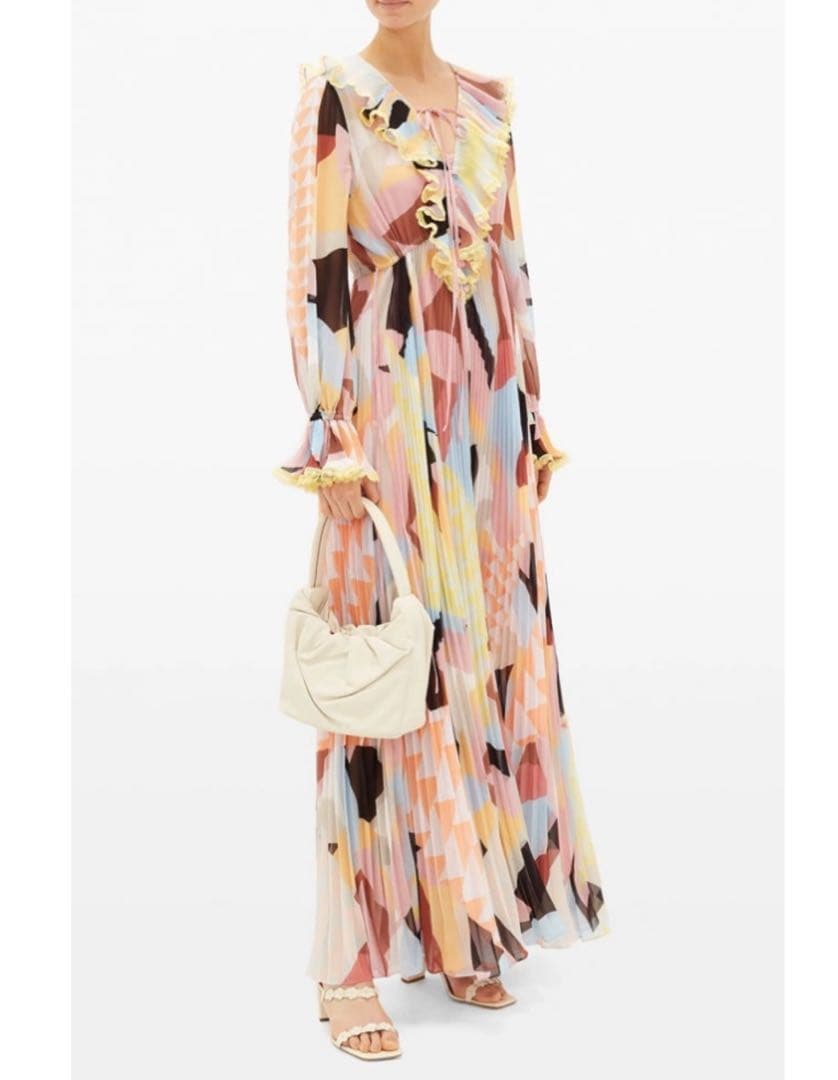 美品 セルフポートレイト 中条あやみ着用 マキシドレス プリーツ ラッフル 多色