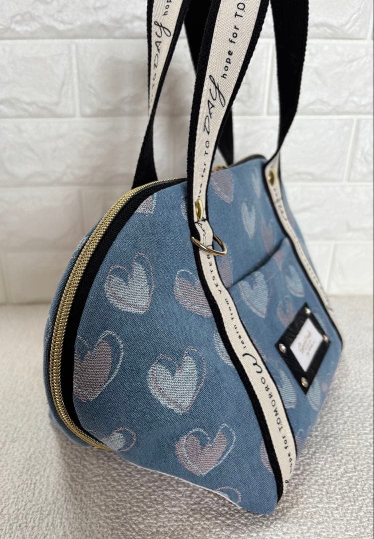 黒*こ様 コヤンイサムチョン　シェル型バッグ　ジョーズくん　ハート柄デニム　ねこ