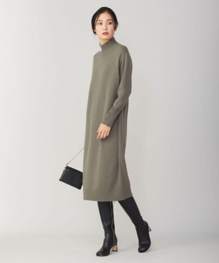 ICB ニット　ロング　ワンピース　S カシミア混　メリノウール