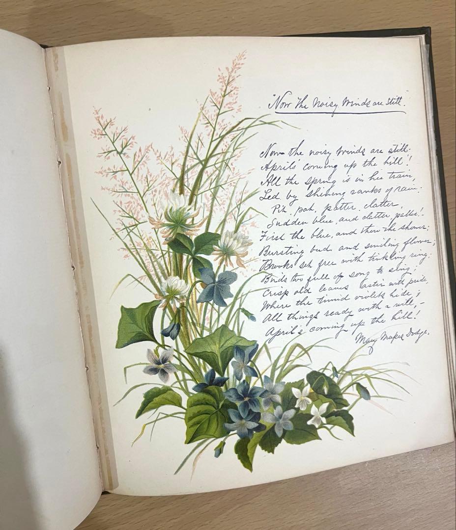 NO.322古書 アンティーク洋書 絵本 ビクトリアン 詩集 ボタニカルアート