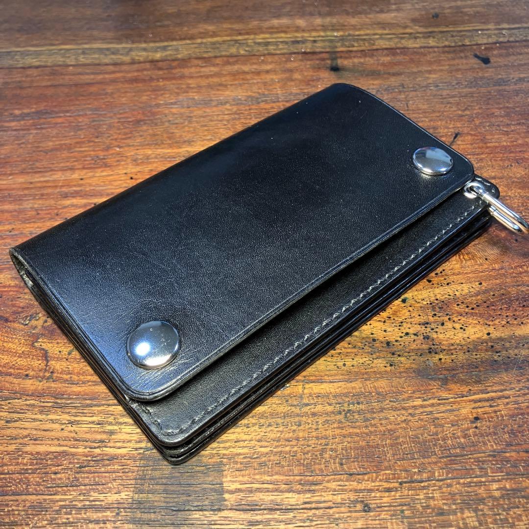 k@2様オーダー品 ミドルトラッカーウォレット　ブラック　国産本革