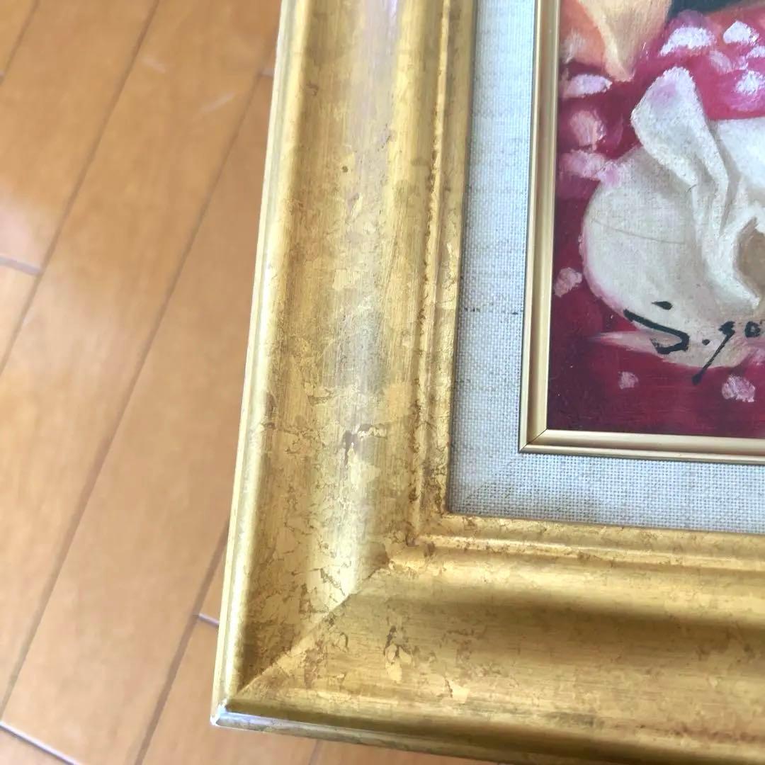 （値下げしました） 花と蝶の女性　油絵　絵画　ピンク