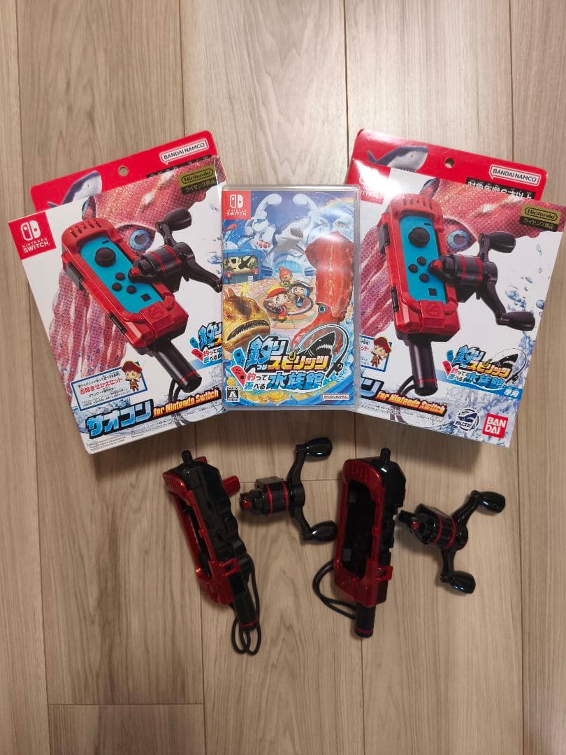 【美品】釣りスピリッツ 釣って遊べる水族館 ソフト&専用サオコン2本セット