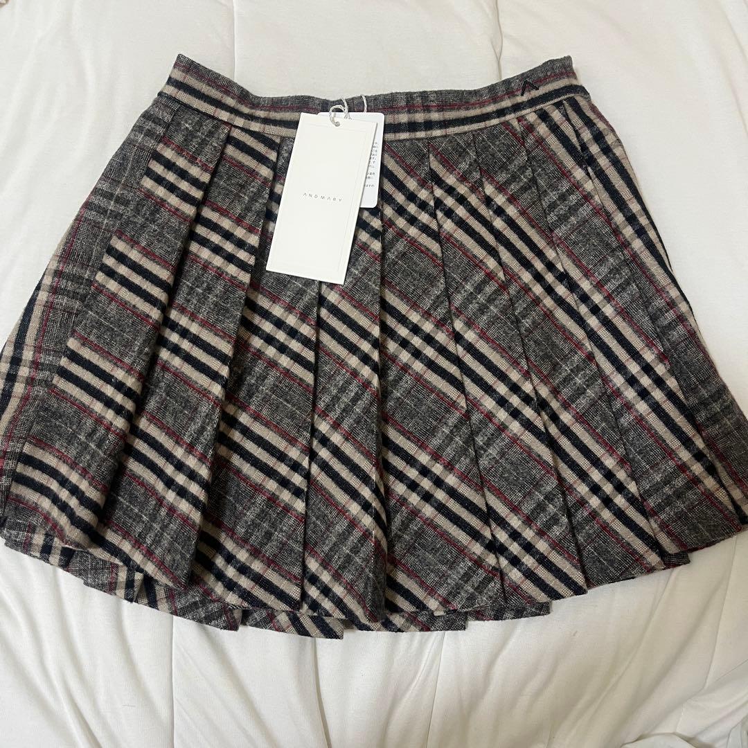 スカート andmary monica check pleats mini skirt