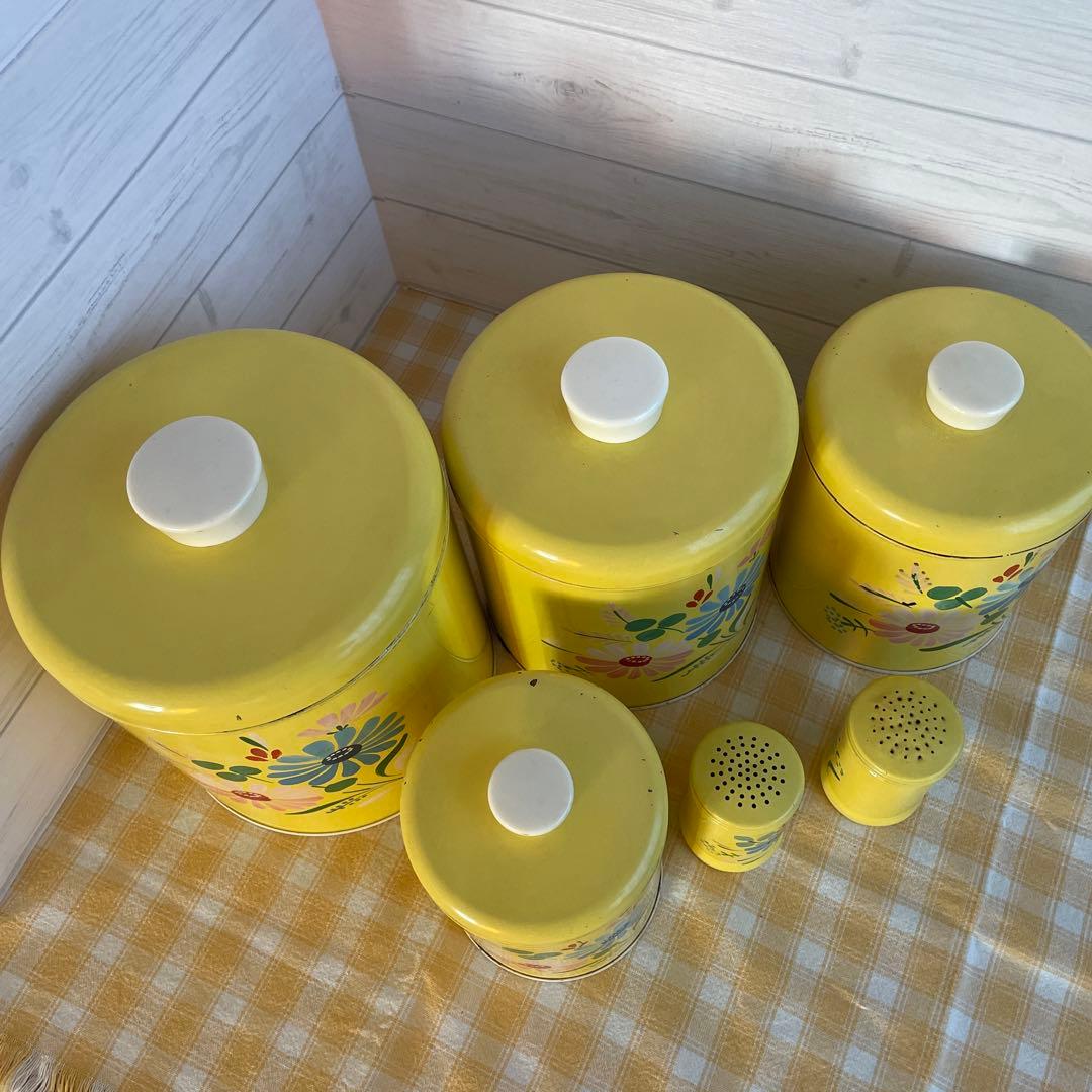 イ*ブ様 RANSBURG ランズバーグ キャニスター 缶 6点セット 黄色 花