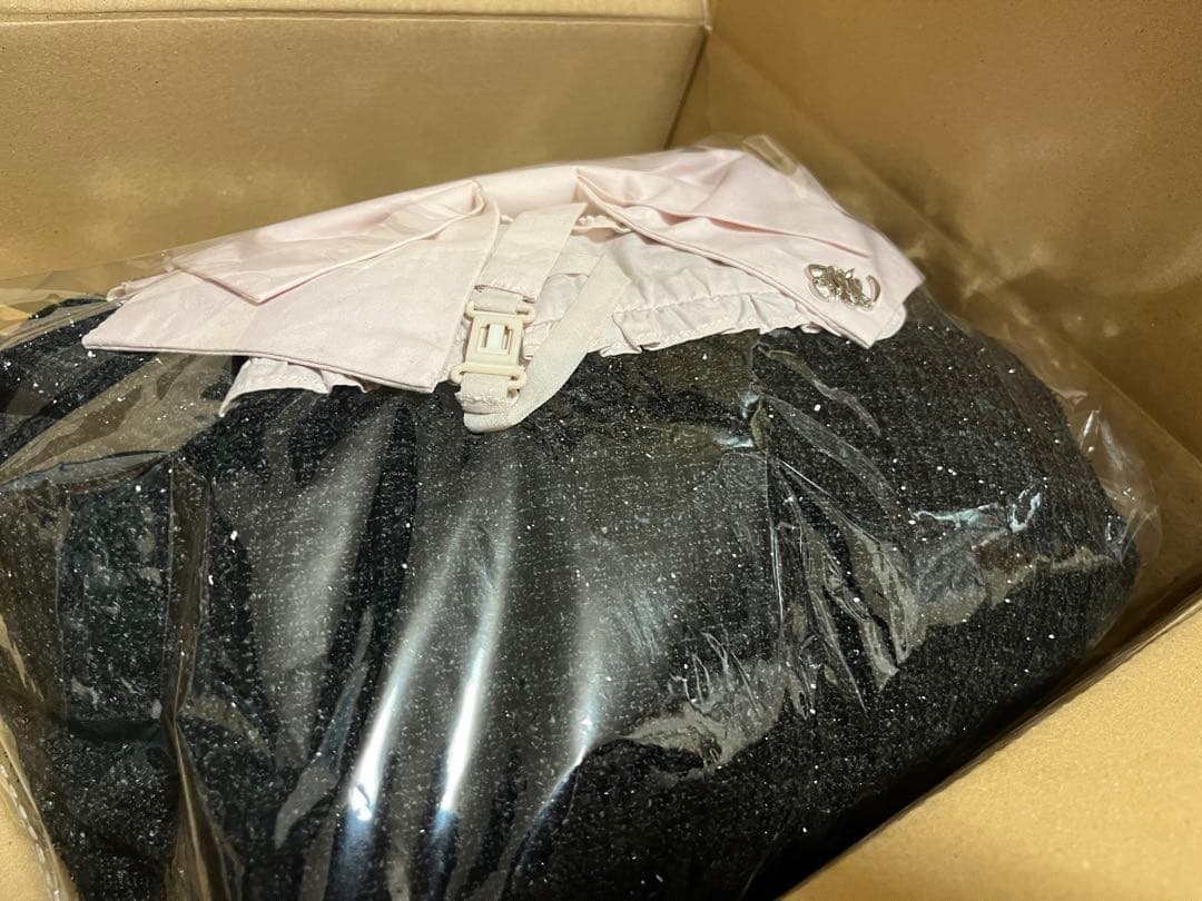 ハニーミュウ ビッグリボンツイードプリーツワンピース ブラック