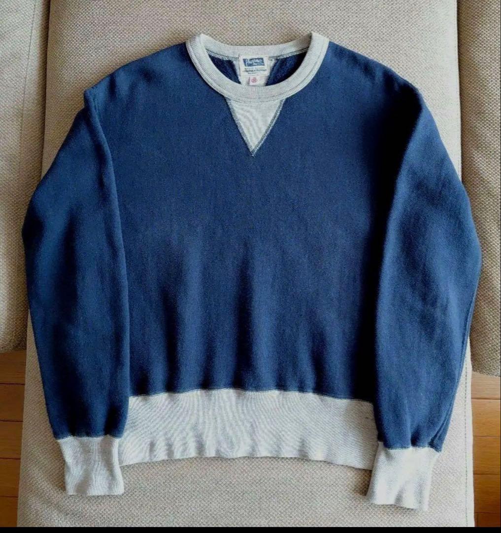 PHERROW’S フェローズ　スウェット プルオーバー　ネイビー × グレー