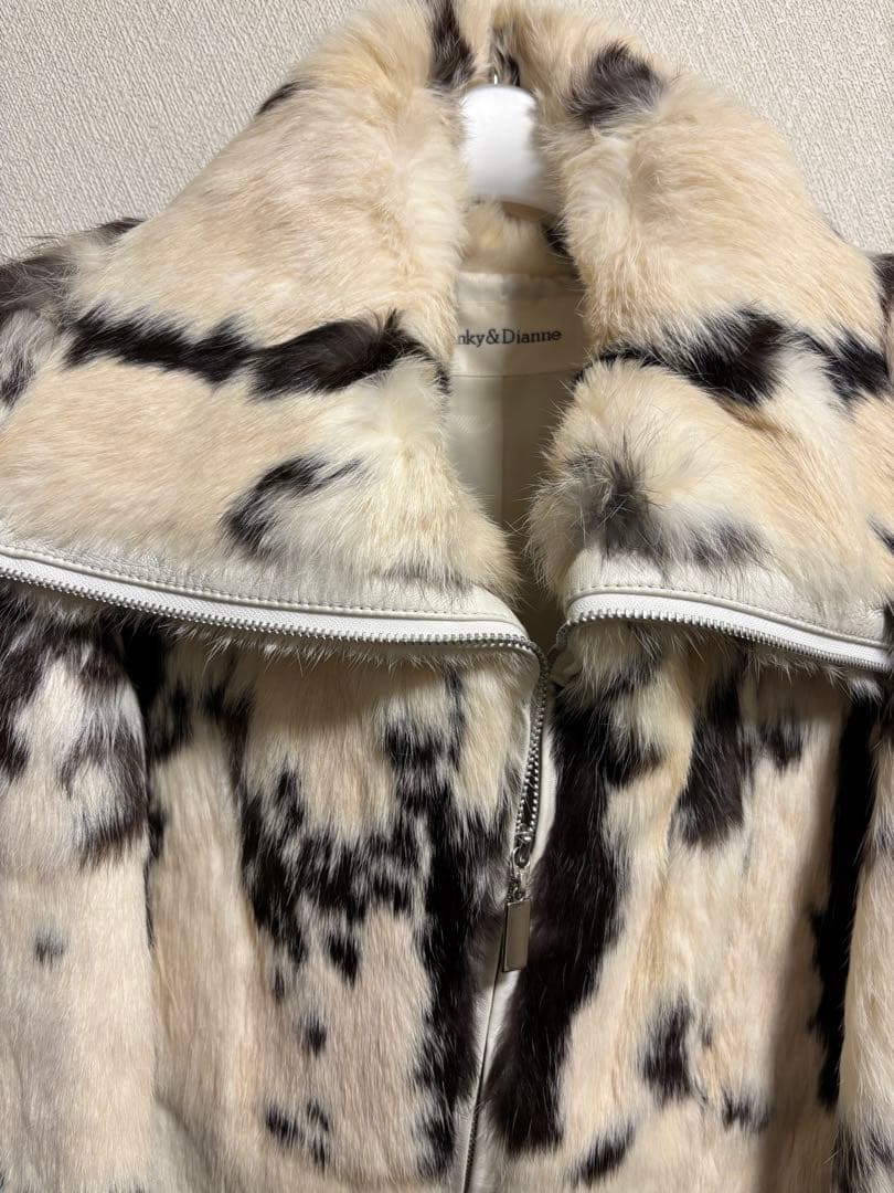 Pinky & Dianne ラビットファーコート ホワイト・ブラック