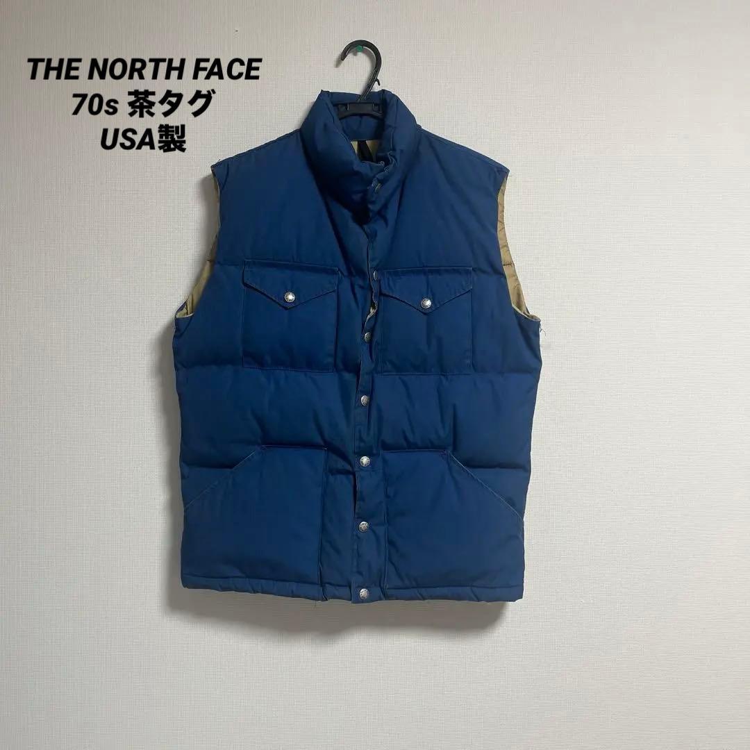 【茶タグ】 THE NORTH FACE ダウンベスト青M