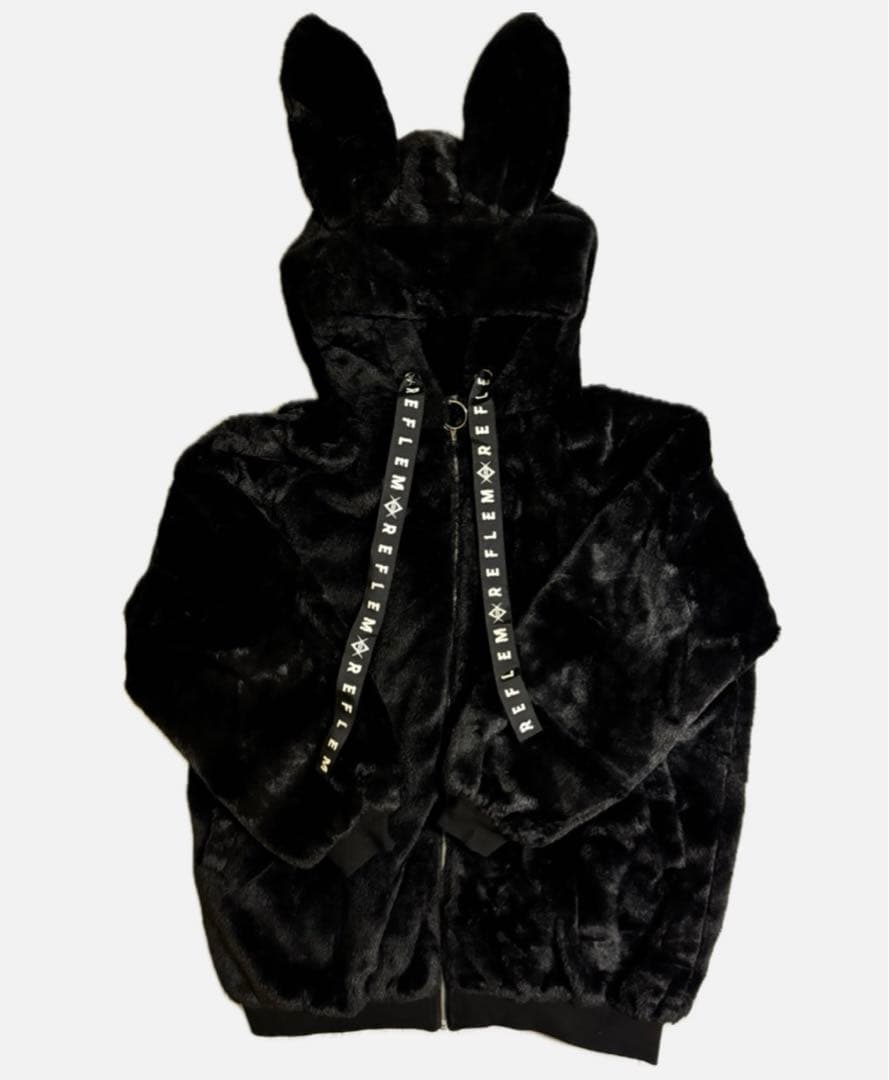 る*ね様 REFLEM ウサギ耳 ファージャケット 黒 ファーパーカー