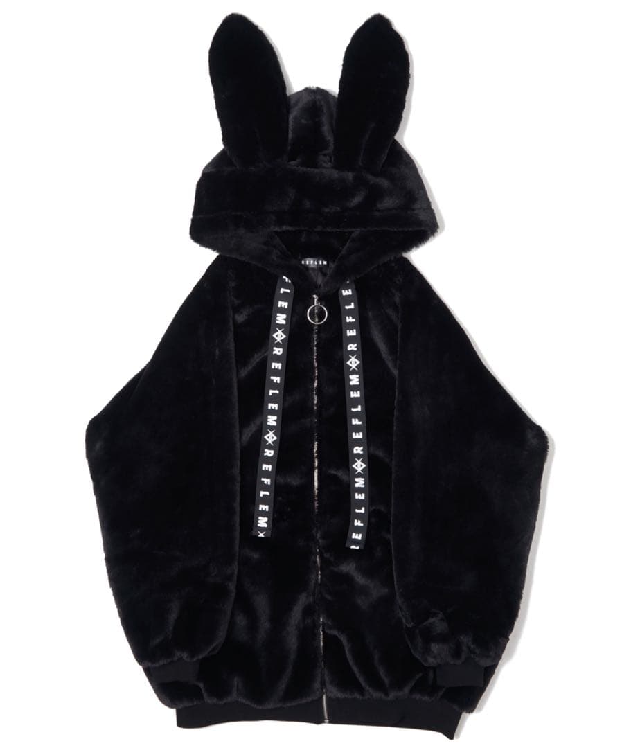 る*ね様 REFLEM ウサギ耳 ファージャケット 黒 ファーパーカー