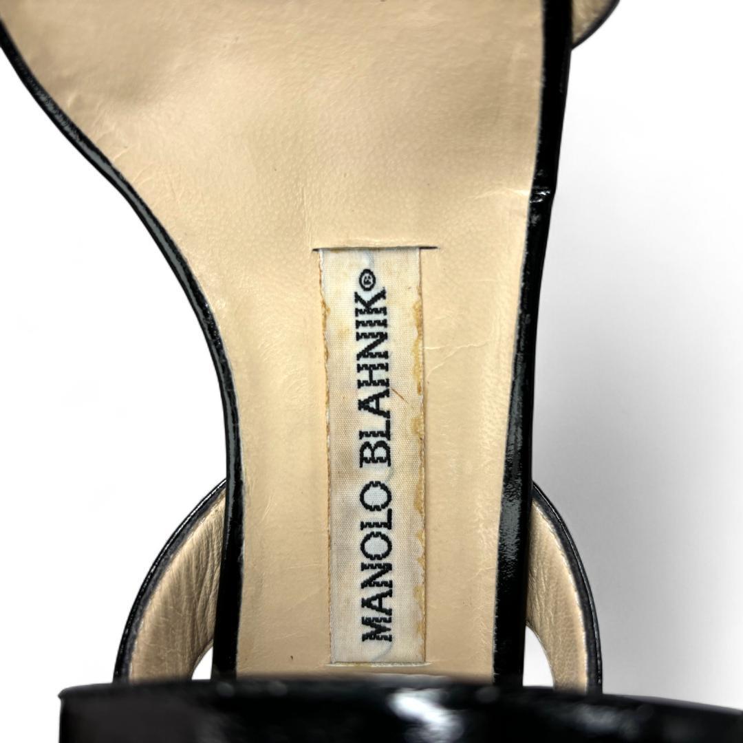 映画の主人公に！マノロブラニク アンクルストラップサンダル 黒 36 23cm