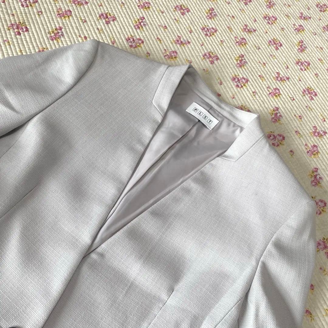 PLST プラステ Vカラー ノーカラー スカートスーツ M W66 DMW