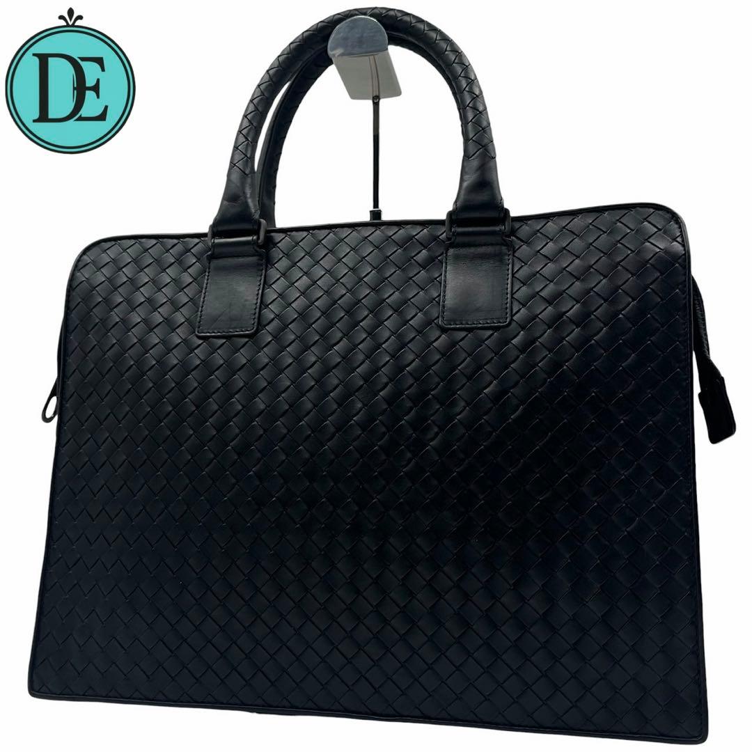 【良品】BOTTEGA VENETA ビジネスバッグ イントレチャート ブラック
