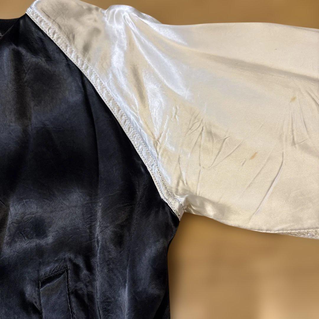 ブラックコムデギャルソン シルバー サテン風 スカジャン Mサイズ