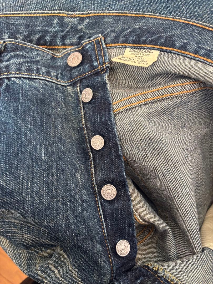 USA製シュガーケーンSugar Cane紺デニムW36=約88cm加工粗未使用