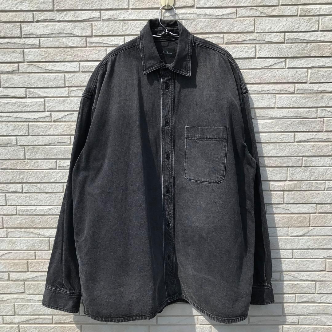 MB　シャツジャケット　M　デニム　ウォッシュブラック　he024