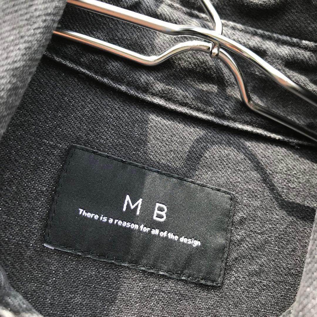 MB　シャツジャケット　M　デニム　ウォッシュブラック　he024