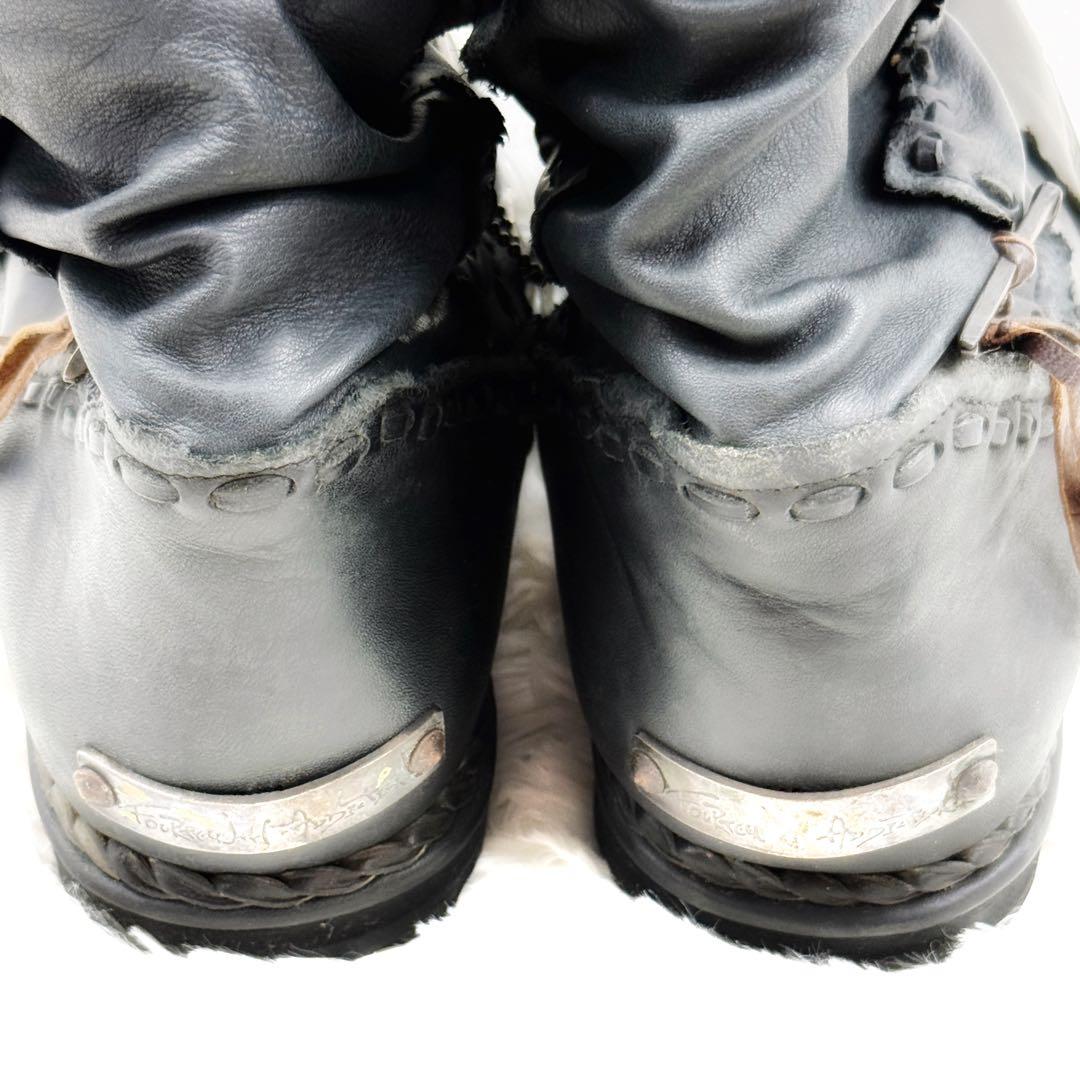 【新品未使用タグ付き】14th Addiction 毛皮付きロング編み上げブーツ