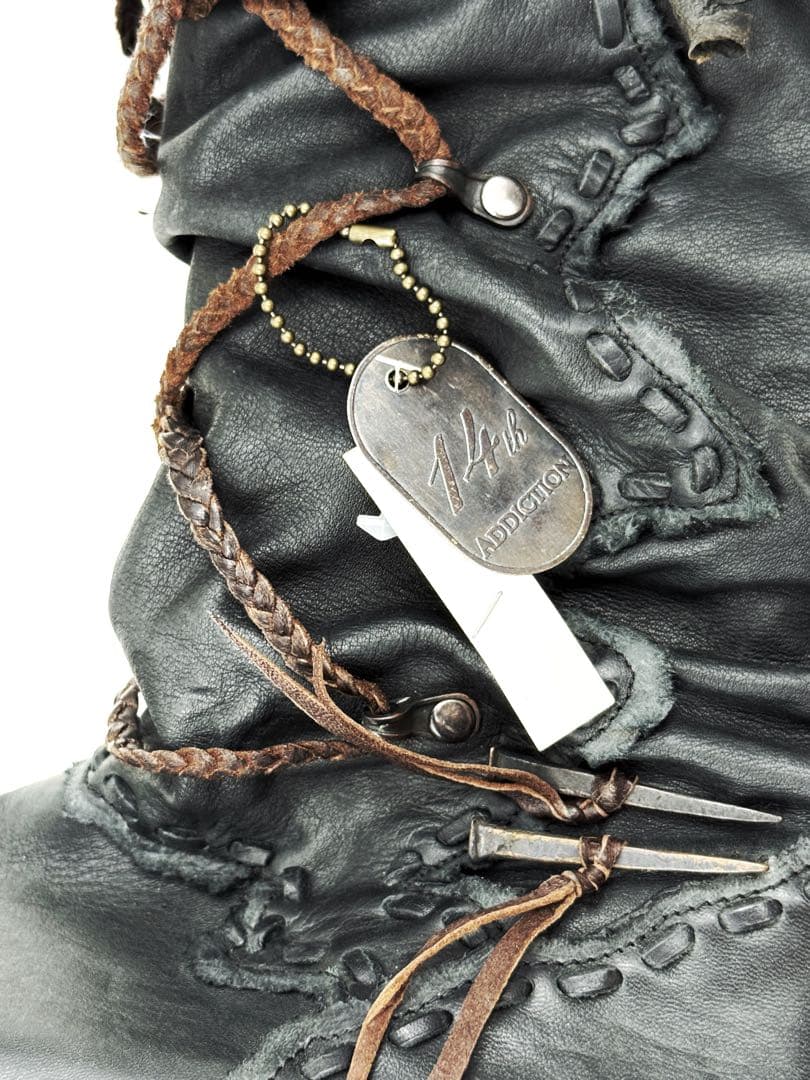 【新品未使用タグ付き】14th Addiction 毛皮付きロング編み上げブーツ