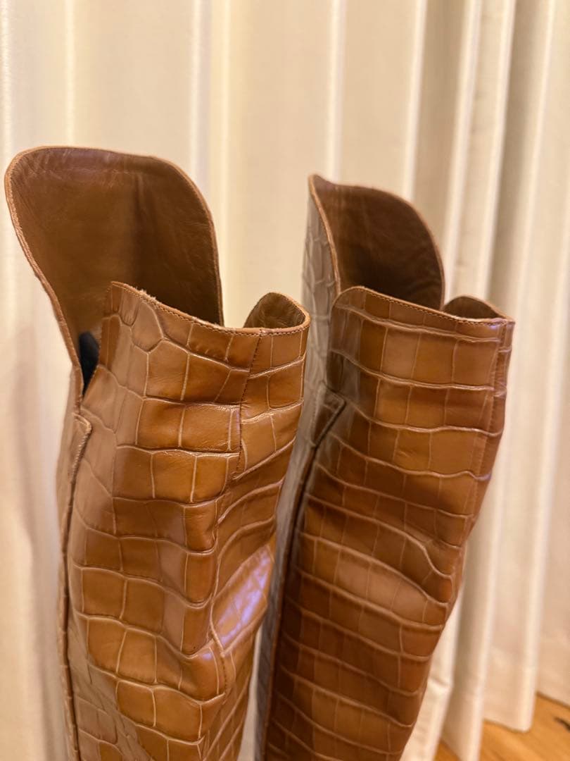 希少！MAXMARAマックスマーラクロコ柄ニーハイブーツ　ロングブーツ