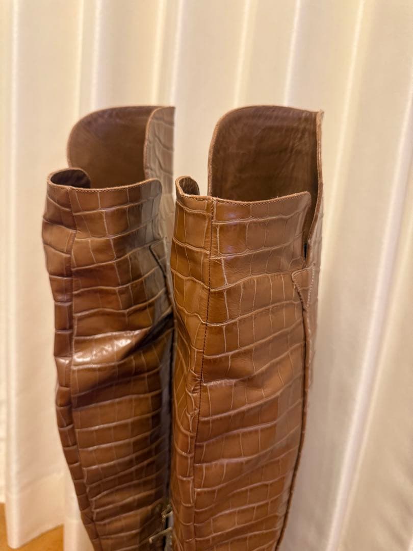 希少！MAXMARAマックスマーラクロコ柄ニーハイブーツ　ロングブーツ