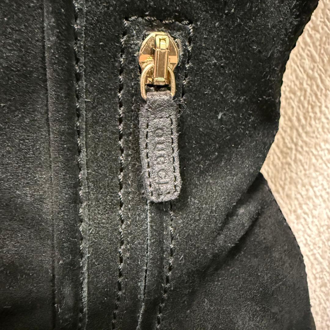 レア✨️ GUCCI ブラック スエード ロングブーツ ウェッジヒール 箱付き