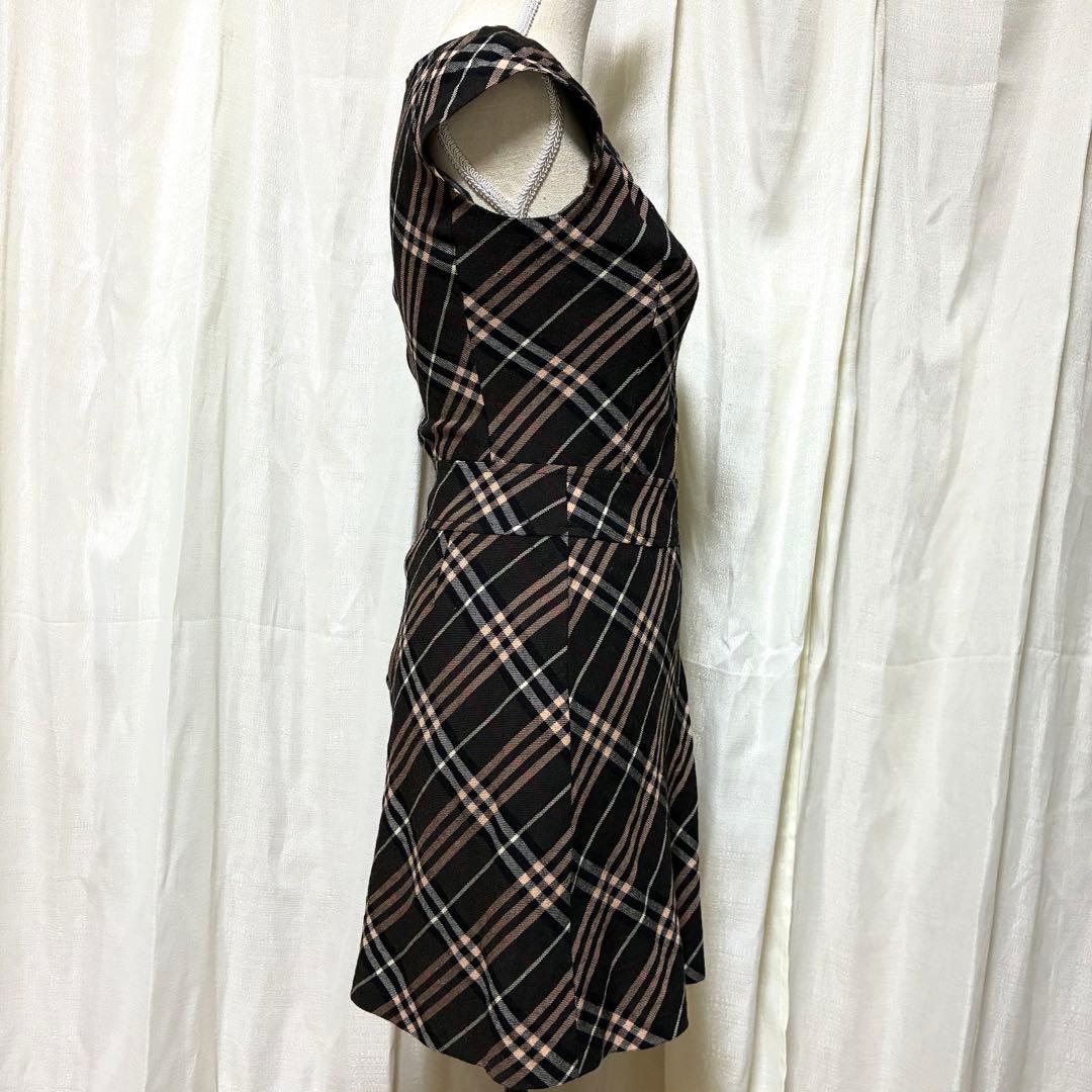 バーバリーブルーレーベル ノバチェック フレアワンピース ホースロゴ刺繍 38