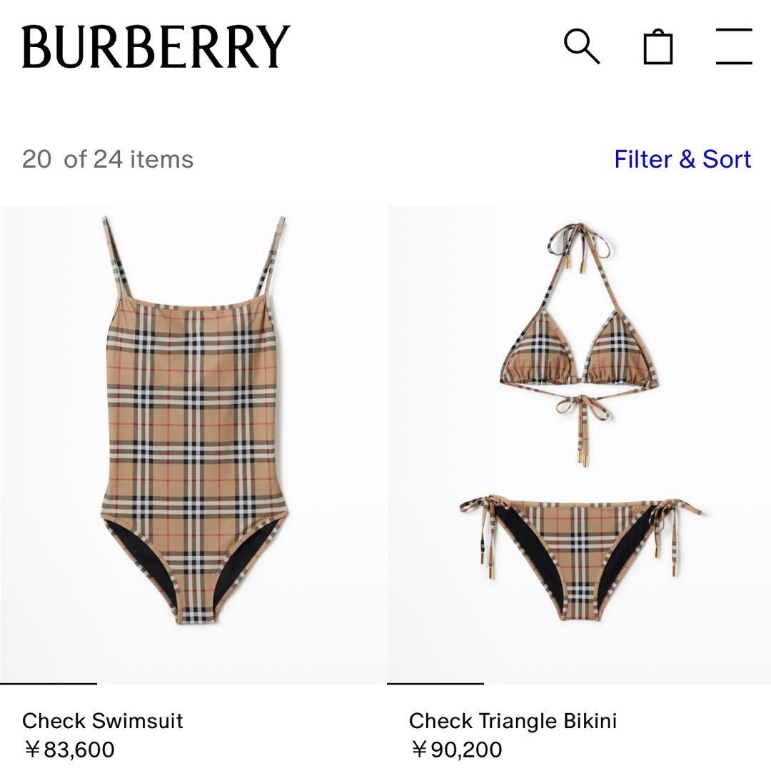 新品 BURBERRY バーバリー チェック ビキニ スイムウェア 水着 XS