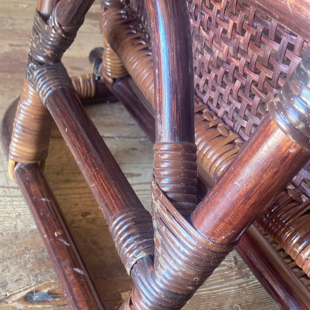 2点セット ヴィンテージ ラタン 折り畳み 座椅子 レトロ 和モダン