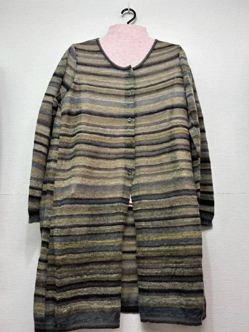 ☆新品☆佐藤繊維 モヘヤ混グラデーションボーダー ロングカーディガン