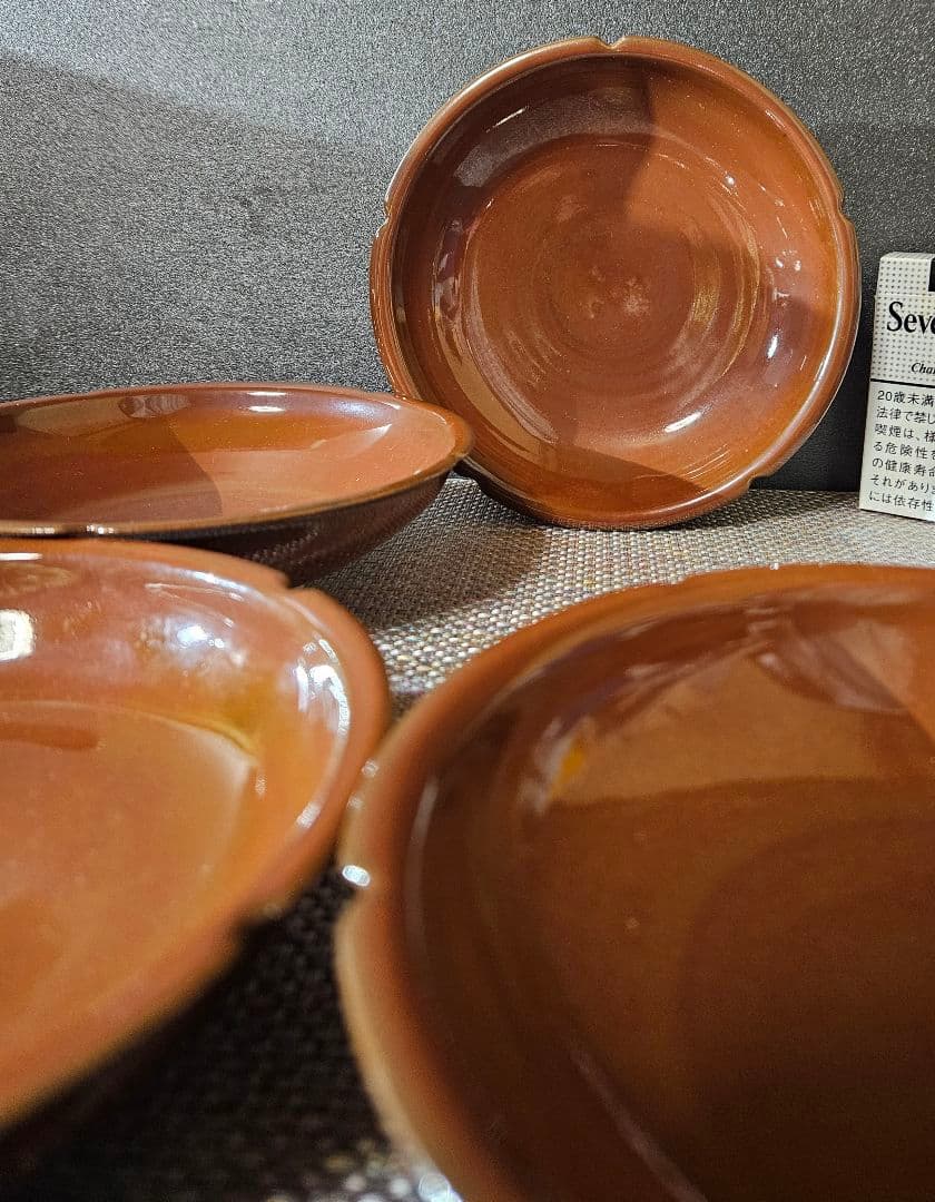 日本工芸会正会員　小山岑一 作　永福窯　柿釉　皿　菓子皿　茶道具　父】小山富士夫