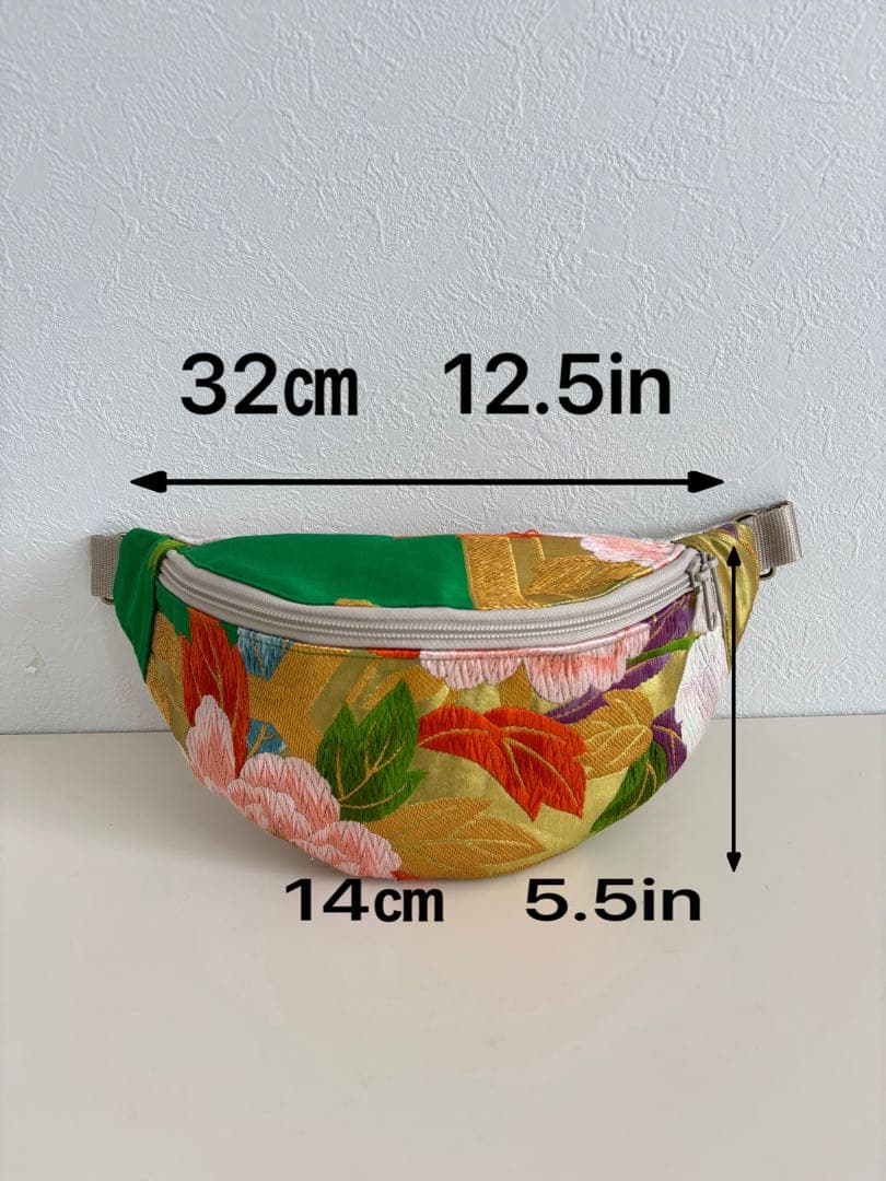 牡丹柄 袋帯スリングバッグ　帯リメイクバッグ　クロスボディバッグ