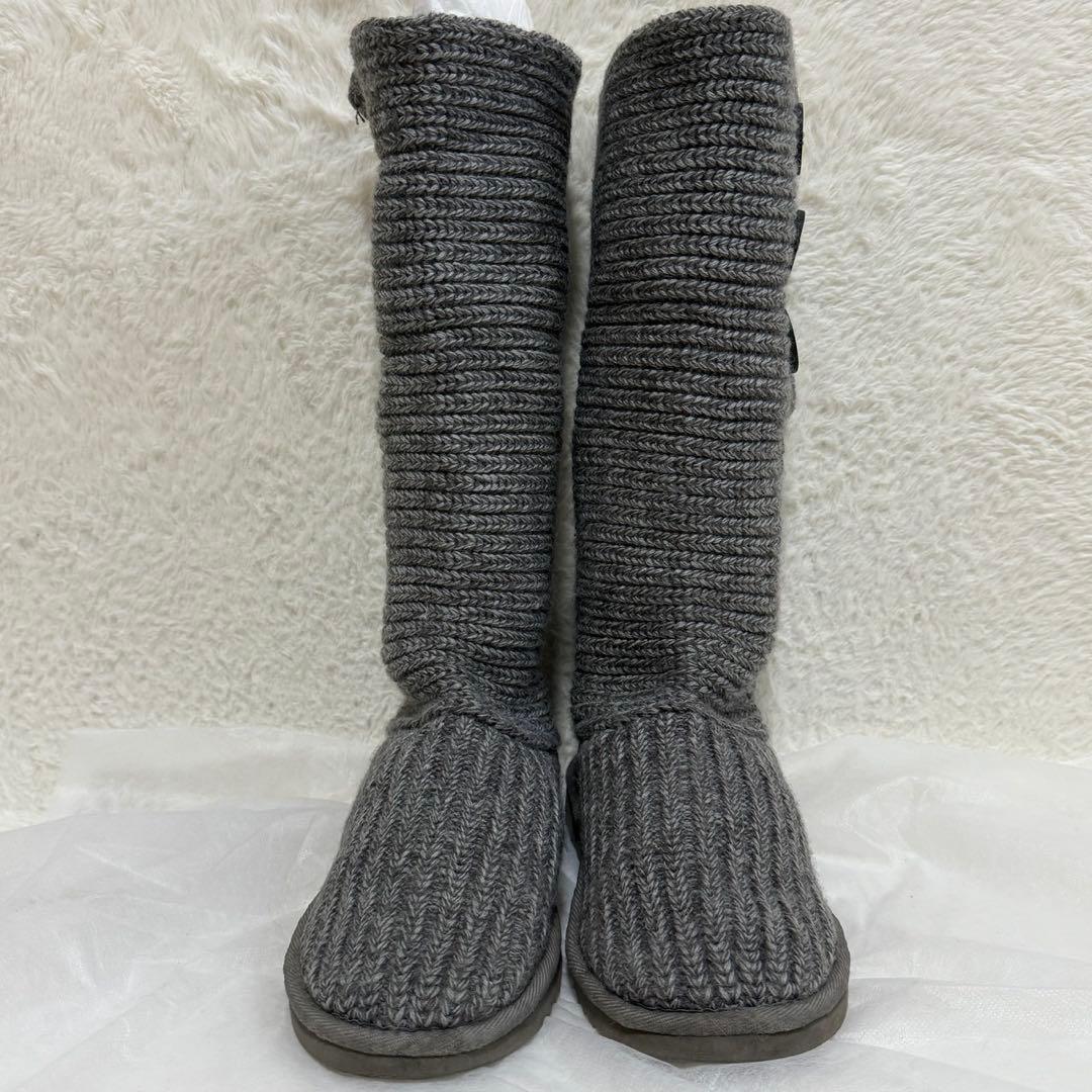 UGG アグ クラシックカーディガン 2WAY ニットブーツ　グレー　23cm