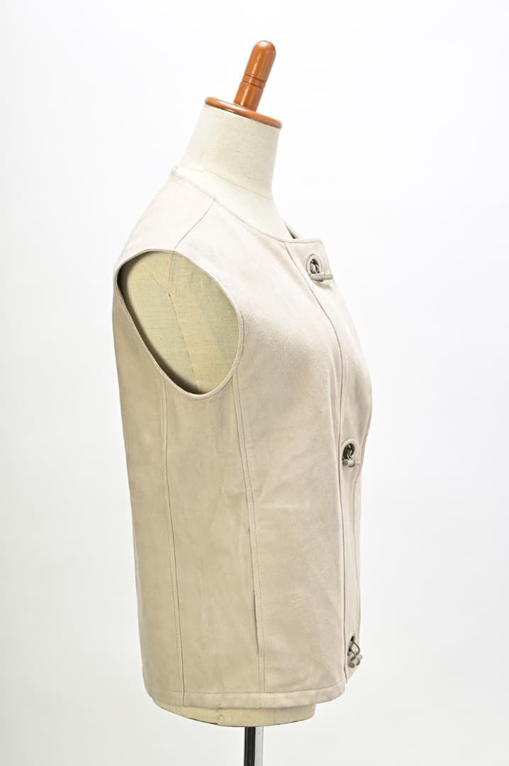 エルメス　ベージュ スエード　ノースリーブ　ベスト　ジレ