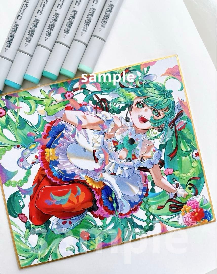 も*ふ様 ✴︎ 初音ミク Blooming ✴︎　手描き　イラスト　アナログ　色