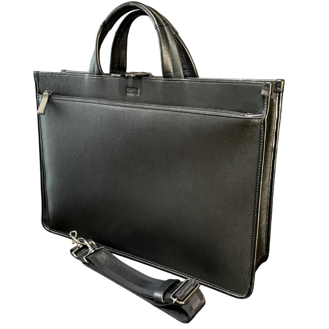 【美品】 タケオキクチ ブリーフケース ビジネス 2WAY ショルダー A4収納