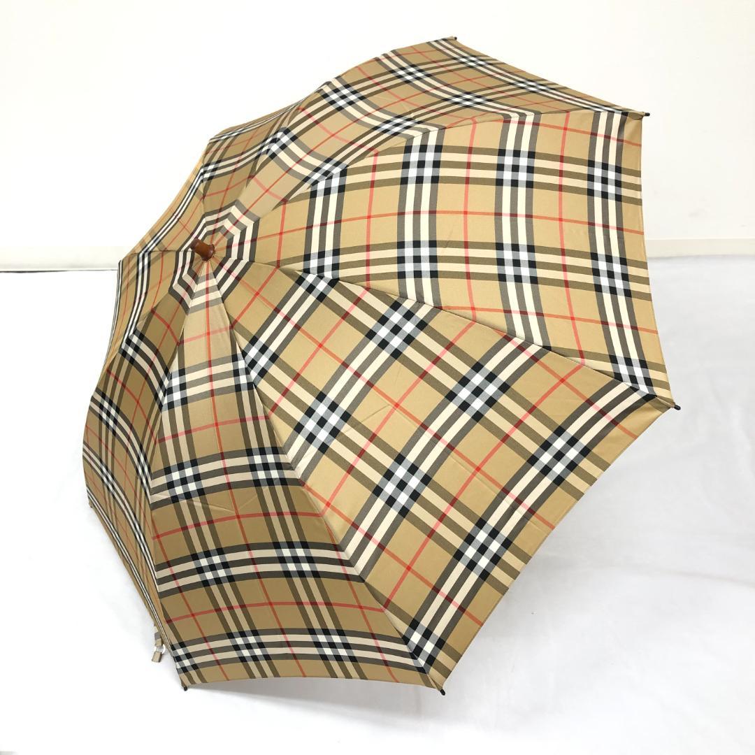 【未使用保管品】5F457/バーバリー/折り畳み傘/ノバチェック/ブラウン/茶