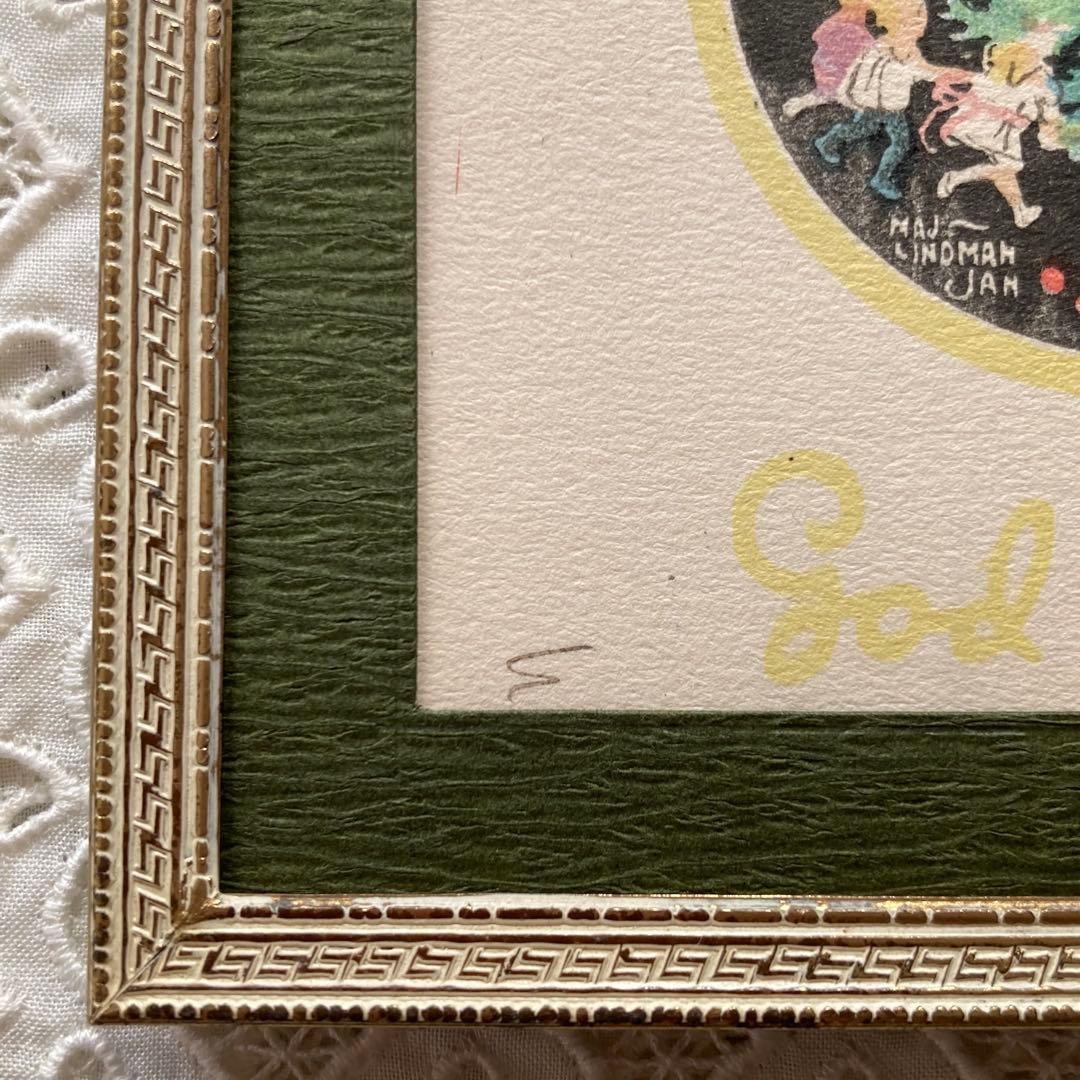 アンティークフレームE★1920年代超希少MAJ LINDMANツリーカード入り