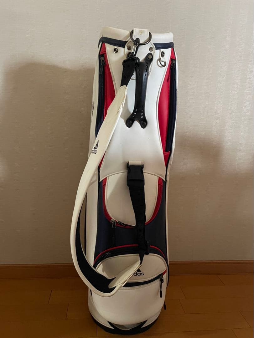 adidas キャディバッグ ホワイト ネイビー レッド　美品