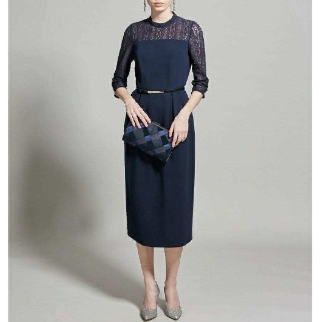 美品　大きいサイズ　23区　フラワーストライプワンピース