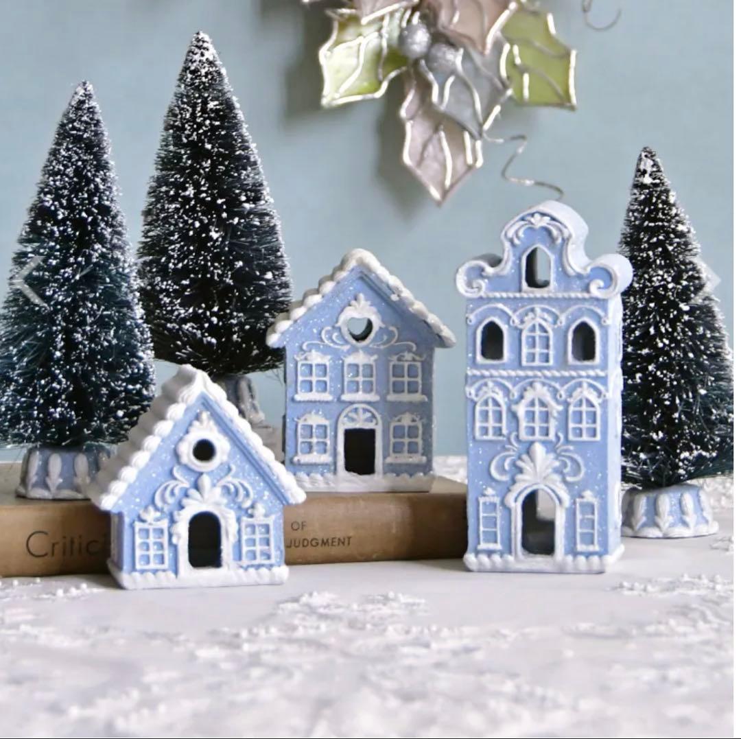 完売貴重　レアハルモニア　ウインターブルービレッジオブジェ6点セット（R）