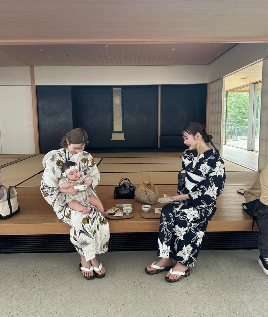 【utatane×Acka.】浴衣3点セット 百合 navy ネイビー