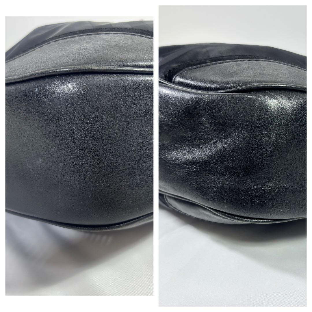 バーバリー　ナイロン レザー バッグ　トートバッグ　ハンドバック　ブラック