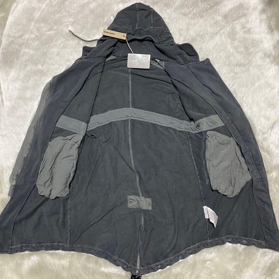 a9 未使用品　DIESEL USED加工　スウェット素材モッズコート　濃灰　S