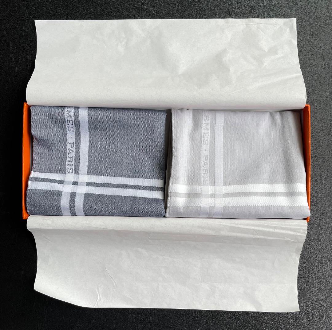 HERMES PARIS ストライプ ハンカチ 2枚セット