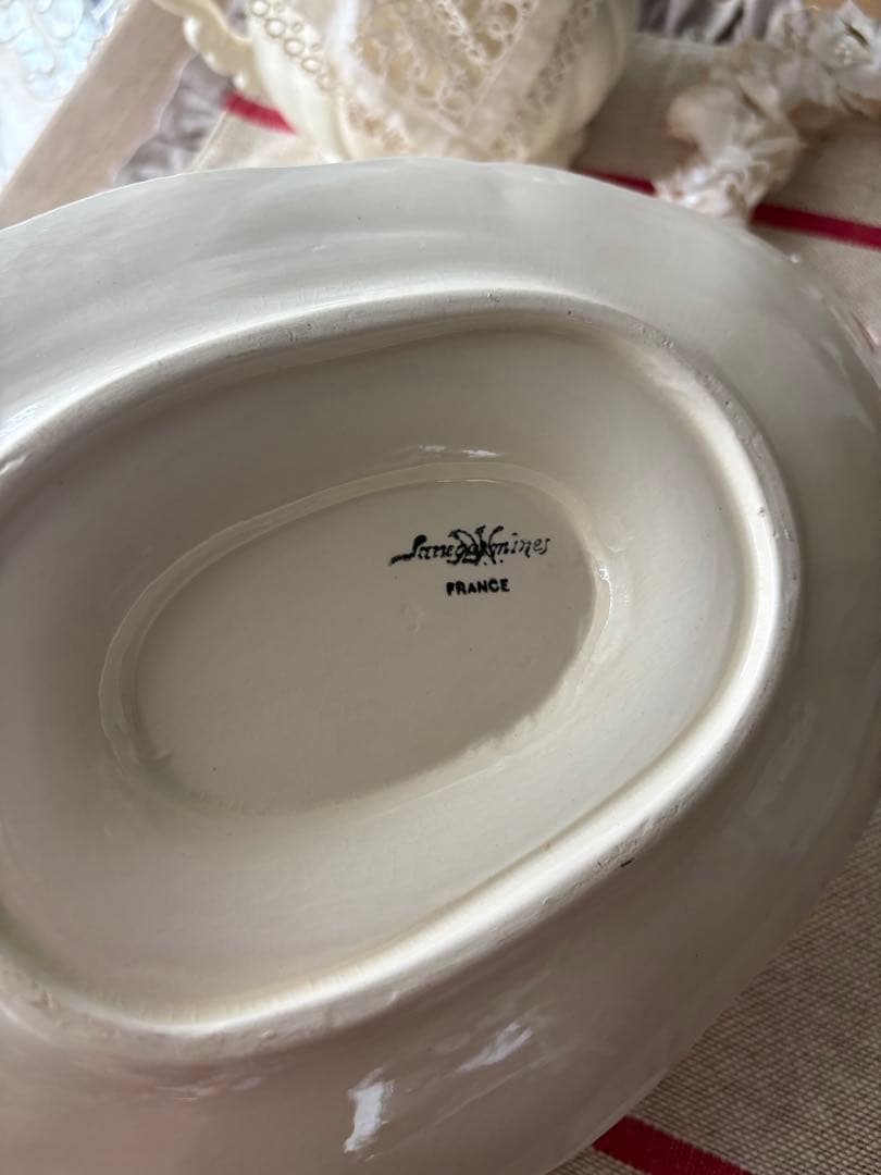 フランスアンティーク 花リム サルグミンヌ ソーシエール 陶器 ブロカント