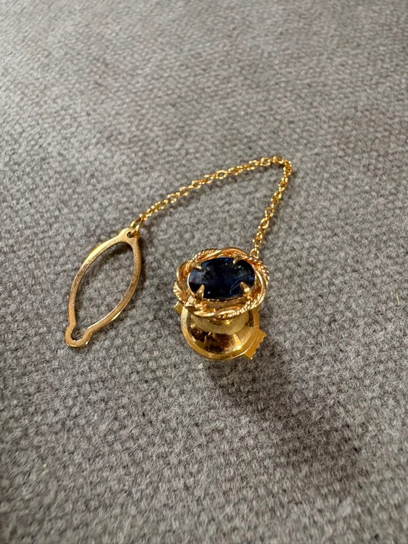 お*い様 ゴールド ネクタイピン 青色宝石／K18 サフィア　タイピン