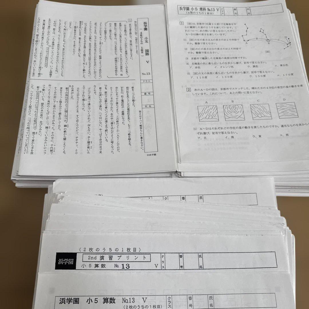 浜学園　小5 Vクラス復習テスト　国語算数理科No.13〜42